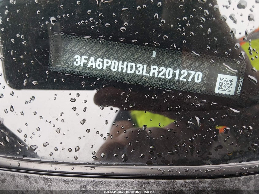 2020 FORD FUSION SEDAN 1.5L I-4 DI, DOHC, VVT, TURBO, 181HP