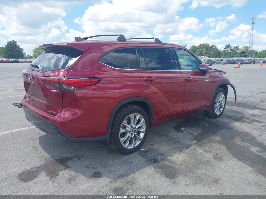 Vin: 5tddbrch4ms522022, lot: 45918291, toyota highlander hybrid limited 20214