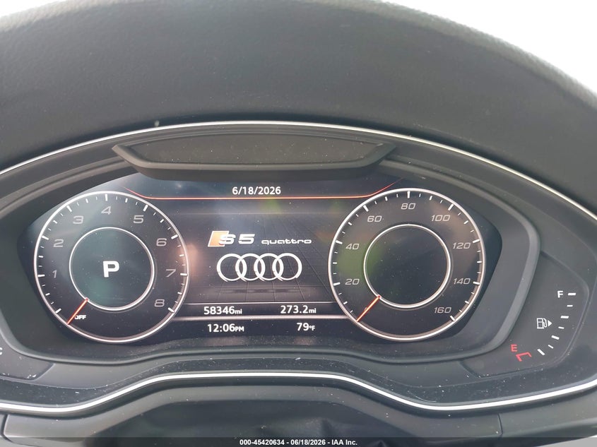 2018 Audi S5 3.0T Premium Plus VIN: WAUC4CF5XJA120595 Lot: 45420634