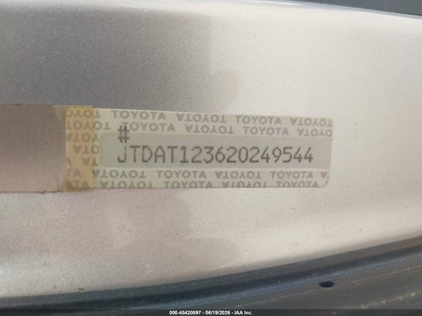 2002 Toyota Echo VIN: JTDAT123620249544 Lot: 45420897