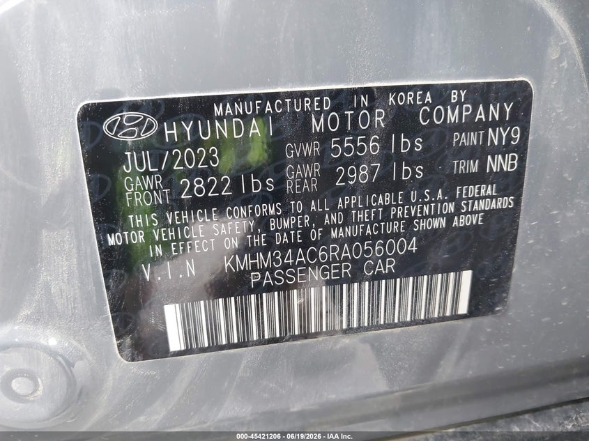 2024 Hyundai Ioniq 6 Sel VIN: KMHM34AC6RA056004 Lot: 45421206
