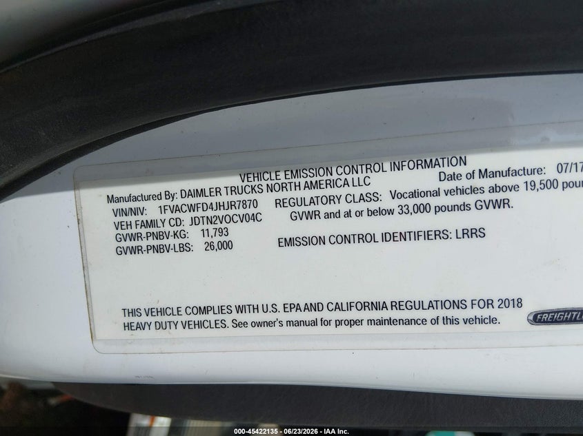 2018 FREIGHTLINER M2 106 auction photo 8