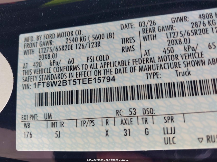 2026 FORD F-250 auction photo 8
