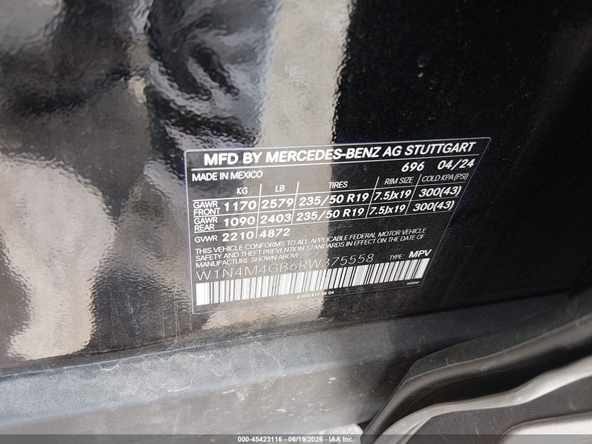 2024 Mercedes-Benz Glb 250 VIN: W1N4M4GB6RW375558 Lot: 45423116