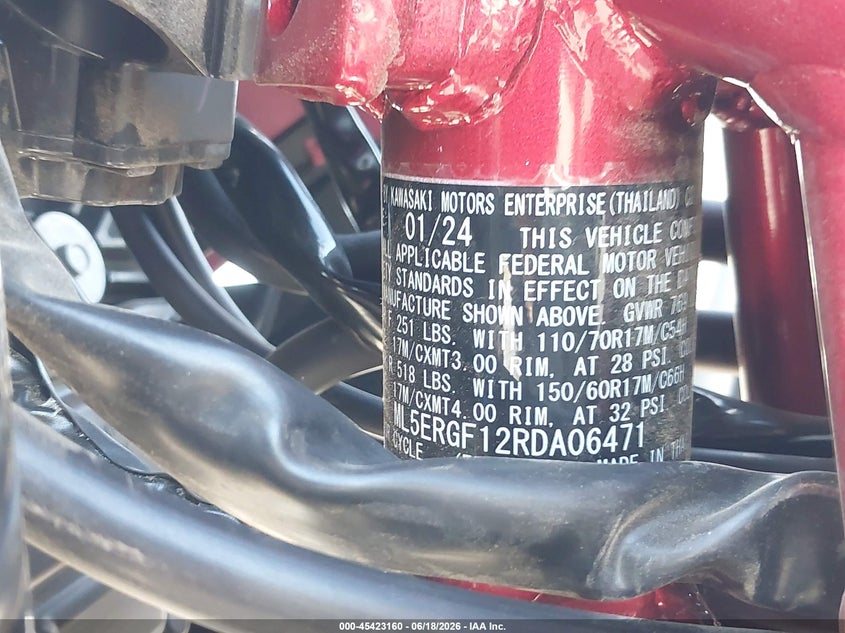 2024 Kawasaki Er500 VIN: ML5ERGF12RDA06471 Lot: 45423160