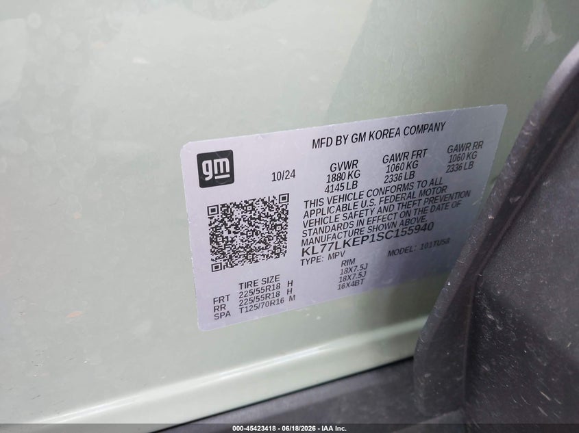 VIN KL77LKEP1SC155940 2025 CHEVROLET TRAX FWD ACTIV