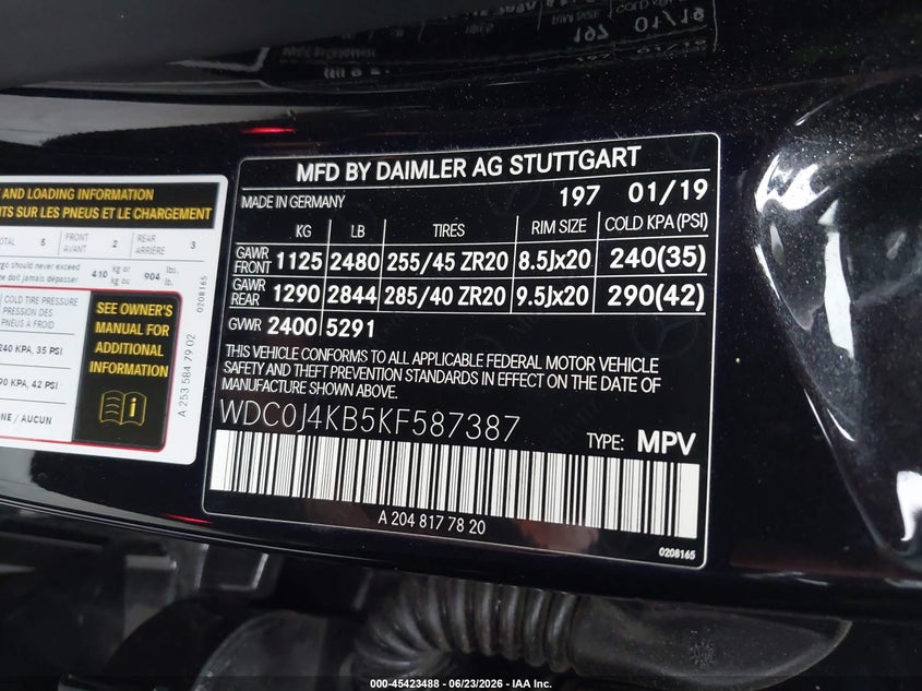 2019 Mercedes-Benz Glc 300 Coupe 4Matic VIN: WDC0J4KB5KF587387 Lot: 45423488