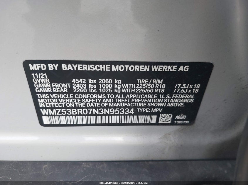 2022 Mini Countryman Cooper S VIN: WMZ53BR07N3N95334 Lot: 45423660