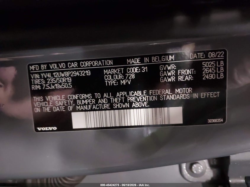2023 Volvo Xc40 B5 Plus Dark Theme VIN: YV4L12UW8P2943219 Lot: 45424275