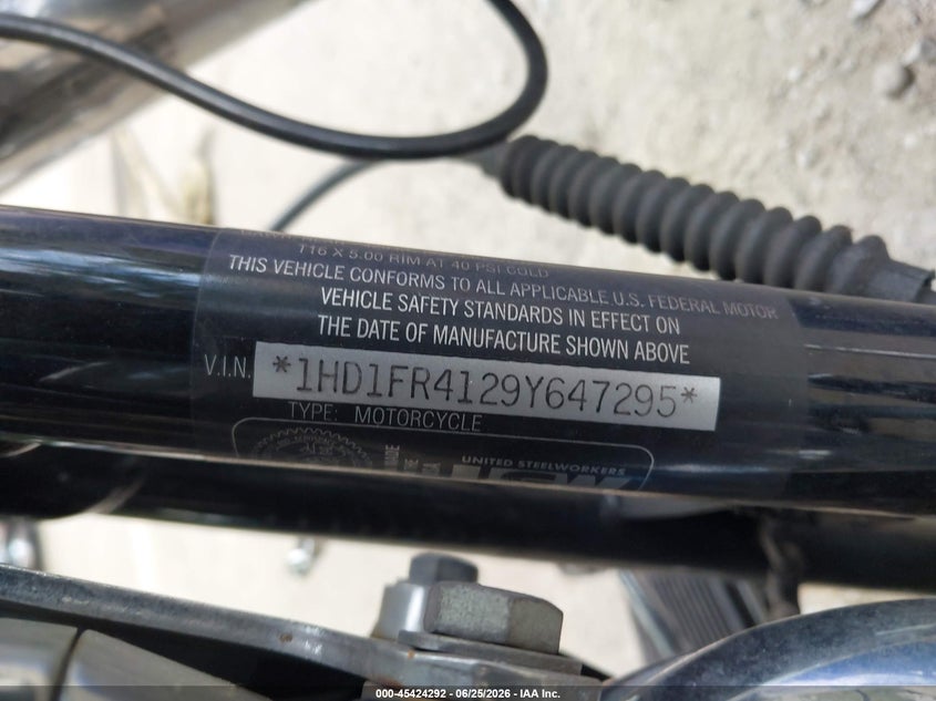 2009 Harley-Davidson Flhrc VIN: 1HD1FR4129Y647295 Lot: 45424292
