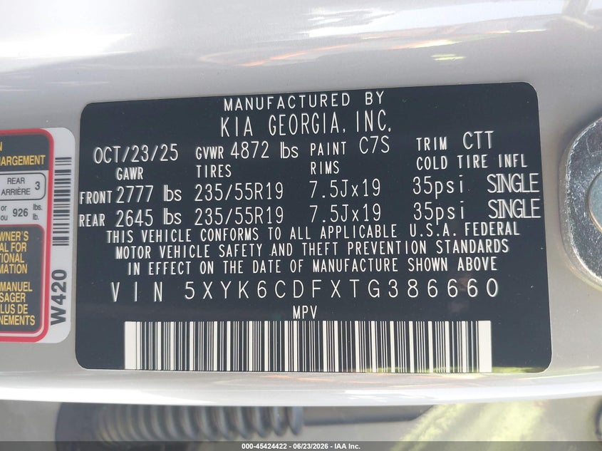 2026 Kia Sportage X-Line VIN: 5XYK6CDFXTG386660 Lot: 45424422
