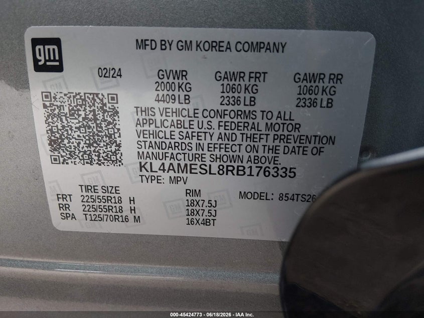 BUICK ENCORE GX 2024 VIN KL4AMESL8RB176335