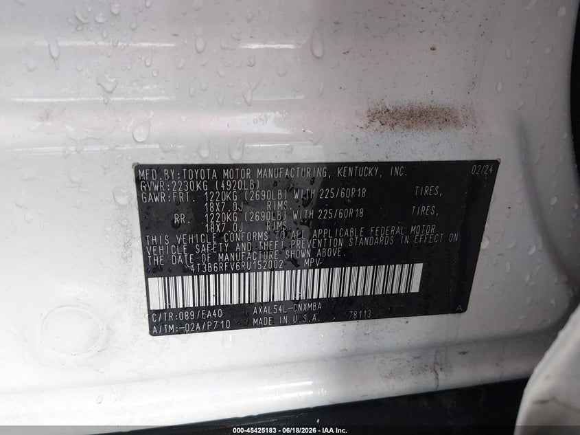 2024 TOYOTA RAV 4 SPORT UTILITY VEHICLE 2.5L I-4 DI, DOHC, VVT, 176HP