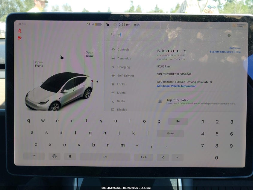 2020 TESLA MODEL Y auction photo 7
