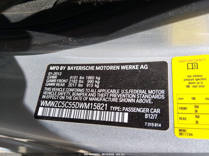 2013 Mini Countryman Cooper S VIN: WMWZC5C55DWM15821 Lot: 45426053