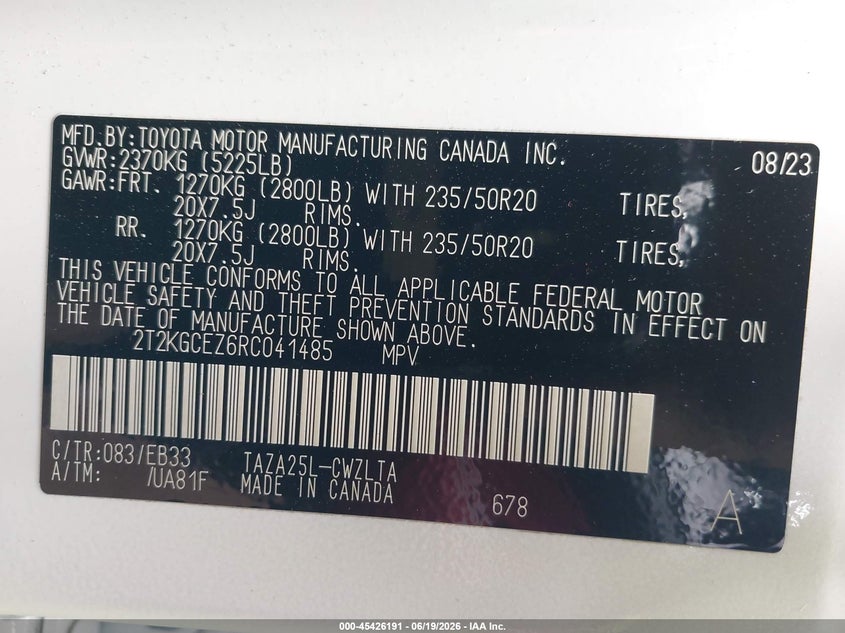 2024 Lexus Nx 350 F Sport Handling VIN: 2T2KGCEZ6RC041485 Lot: 45426191