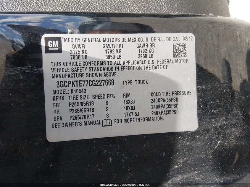 2012 CHEVROLET SILVERADO TRUCK 5.3L V-8 VVT, 315HP
