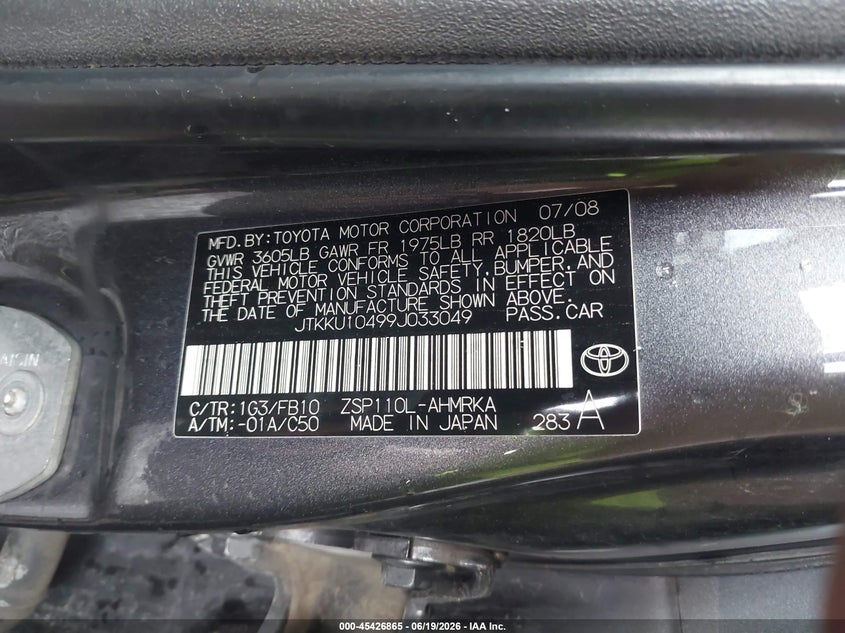 2009 Scion Xd VIN: JTKKU10499J033049 Lot: 45426865
