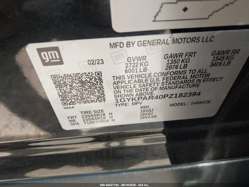 2023 Cadillac Xt6 Fwd Luxury VIN: 1GYKPAR40PZ182394 Lot: 45427184