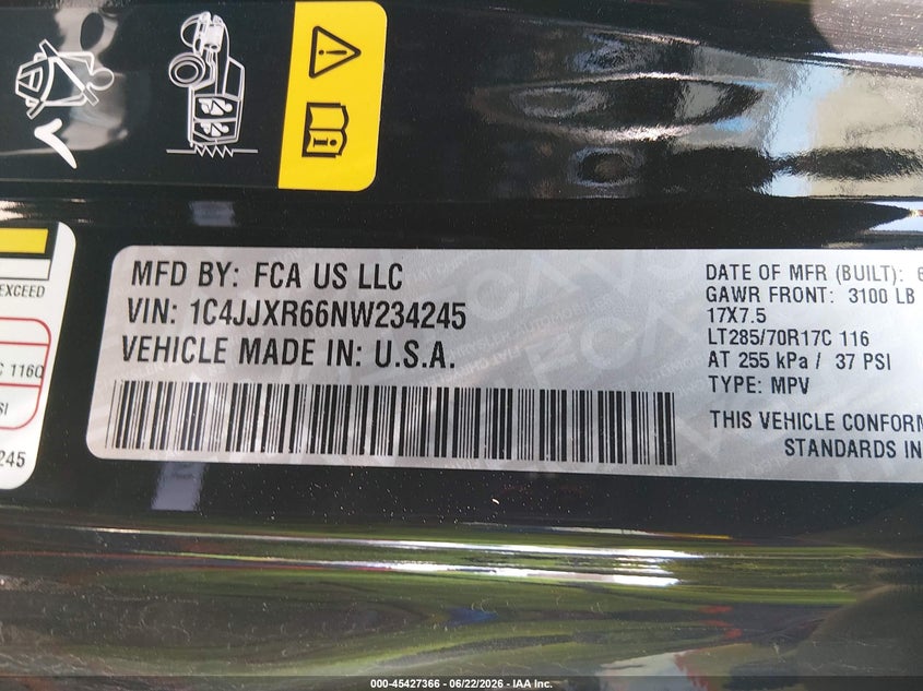 2022 Jeep Wrangler 4Xe Unlimited Rubicon 4X4 VIN: 1C4JJXR66NW234245 Lot: 45427366