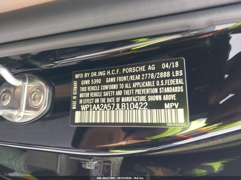 2018 Porsche Macan VIN: WP1AA2A57JLB10422 Lot: 45427460