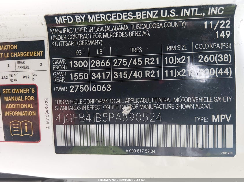 2023 Mercedes-Benz Gle 350 VIN: 4JGFB4JB5PA890524 Lot: 45427763
