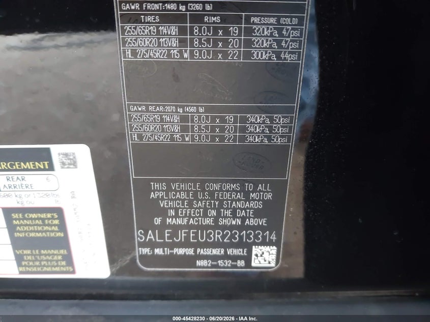 2024 Land Rover Defender 130 P400 S VIN: SALEJFEU3R2313314 Lot: 45428230