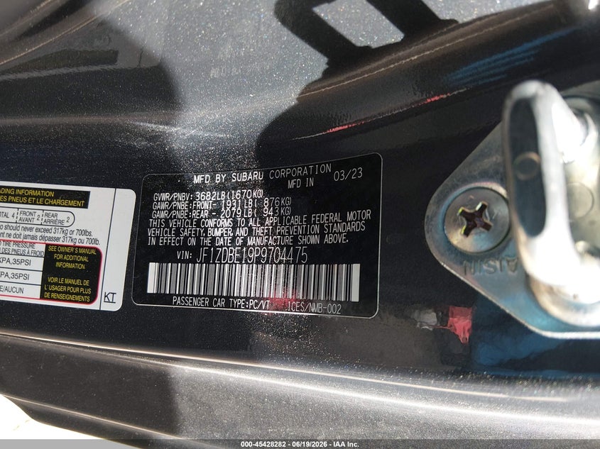 2023 Subaru Brz Limited VIN: JF1ZDBE19P9704475 Lot: 45428282