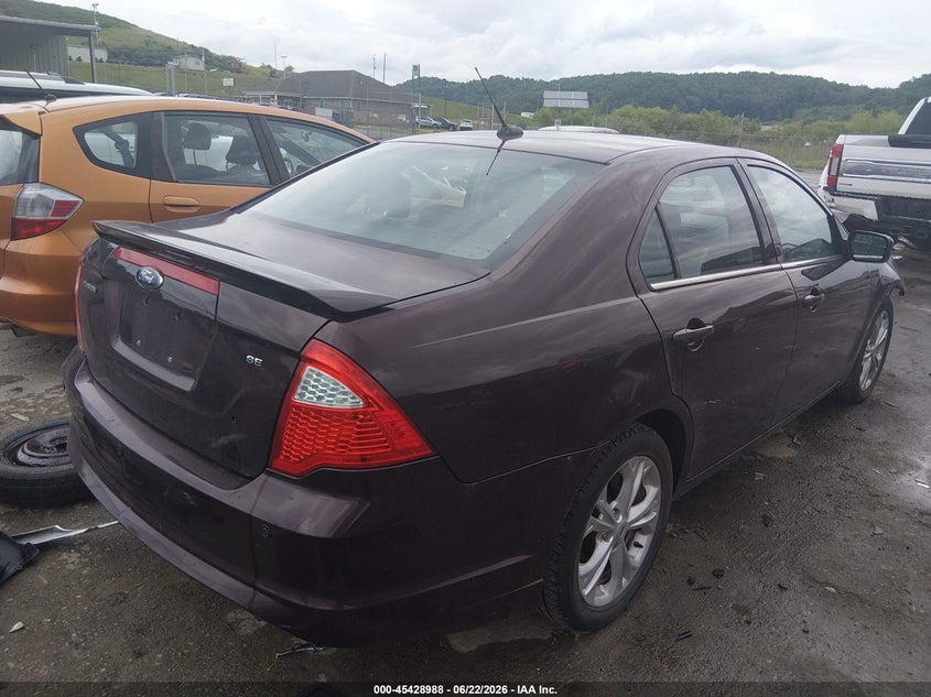 Vin: 3fahp0ha3cr409874, lot: 45927088, ford fusion se 20124