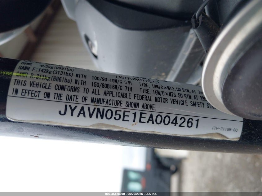2014 Yamaha Xvs950 Cu VIN: JYAVN05E1EA004261 Lot: 45428990