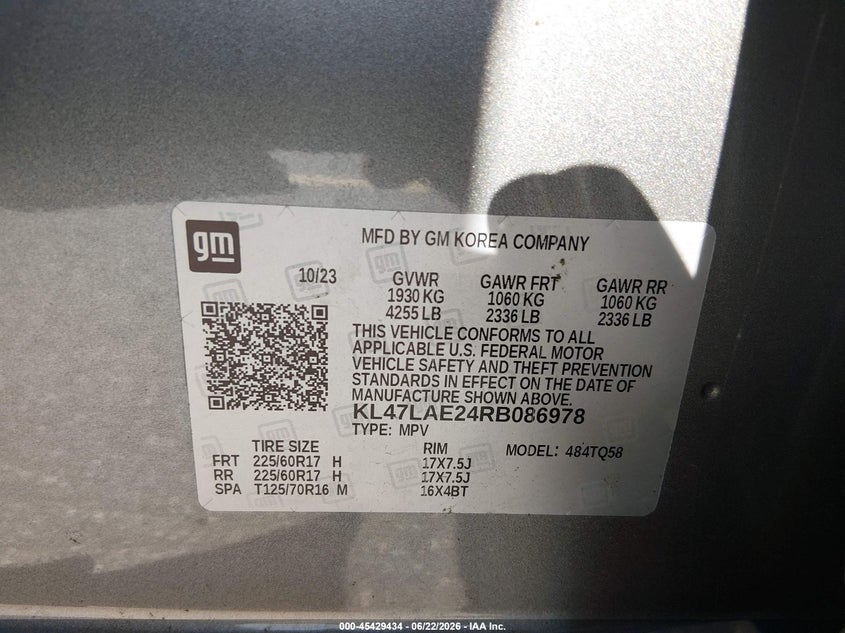 2024 Buick Envista Preferred Fwd VIN: KL47LAE24RB086978 Lot: 45429434