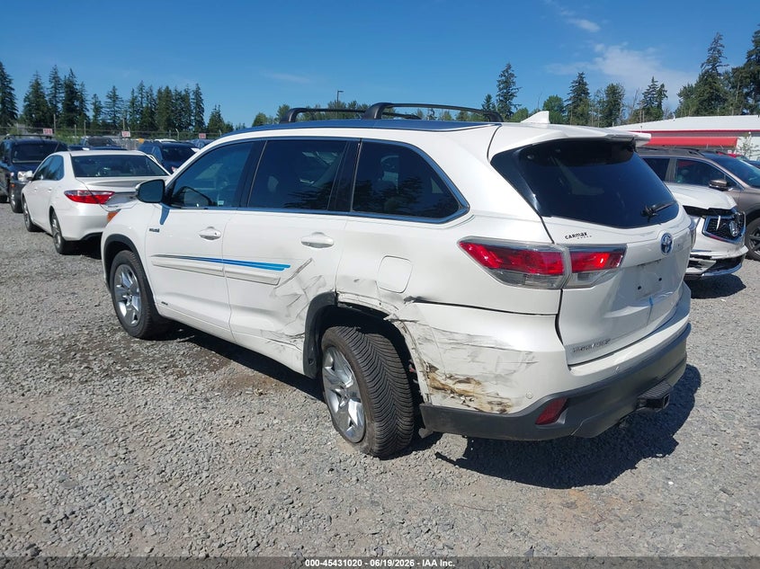 Vin: 5tddcrfh2gs014838, lot: 45929120, toyota highlander hybrid limited platinum v6 20163
