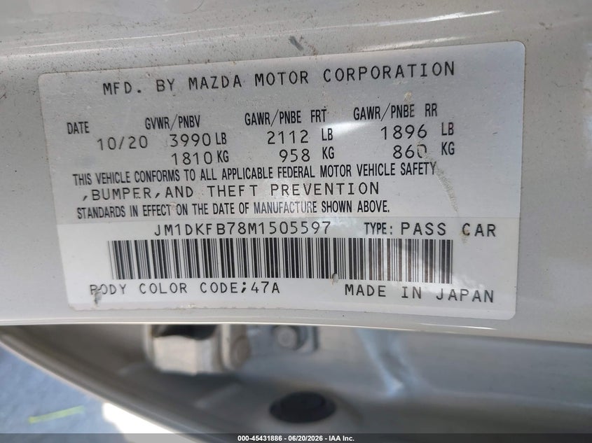 2021 Mazda Cx-3 Sport VIN: JM1DKFB78M1505597 Lot: 45431886
