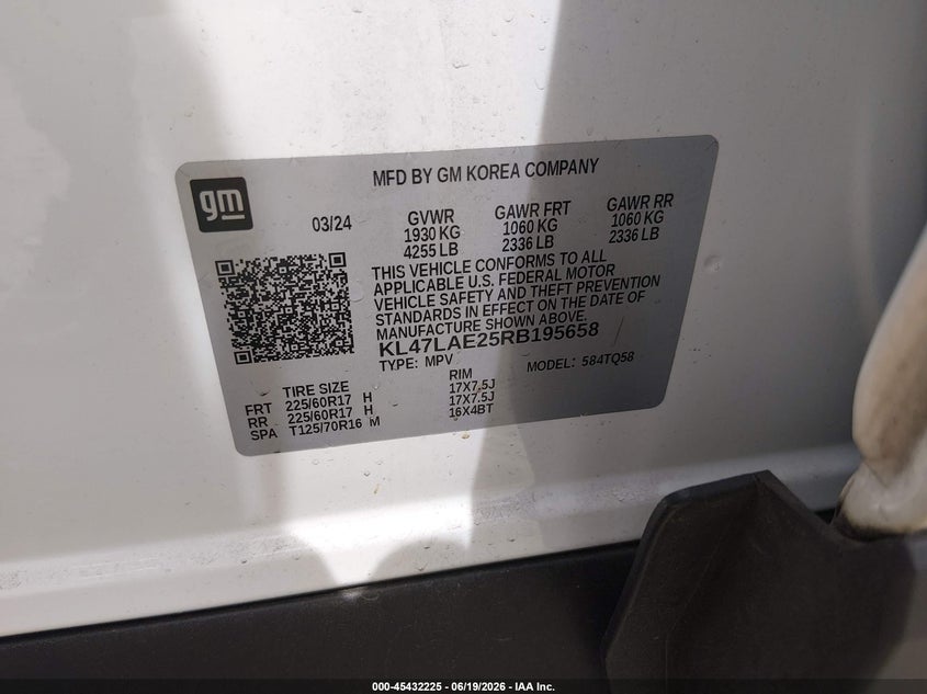2024 Buick Envista Preferred Fwd VIN: KL47LAE25RB195658 Lot: 45432225