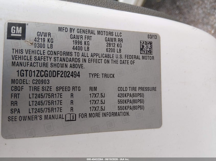 2013 GMC SIERRA TRUCK 6.0L V-8 VVT, 360HP