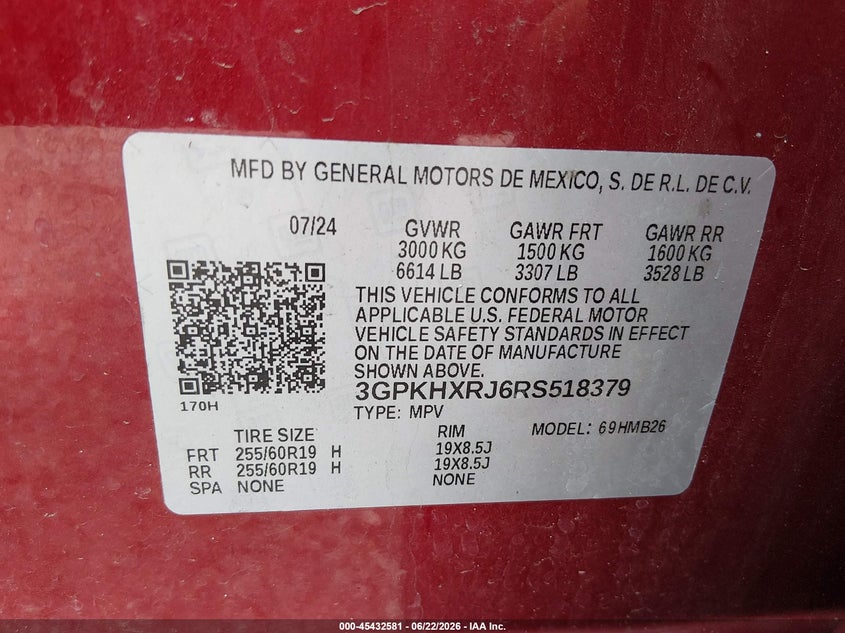 2024 Honda Prologue Touring VIN: 3GPKHXRJ6RS518379 Lot: 45432581