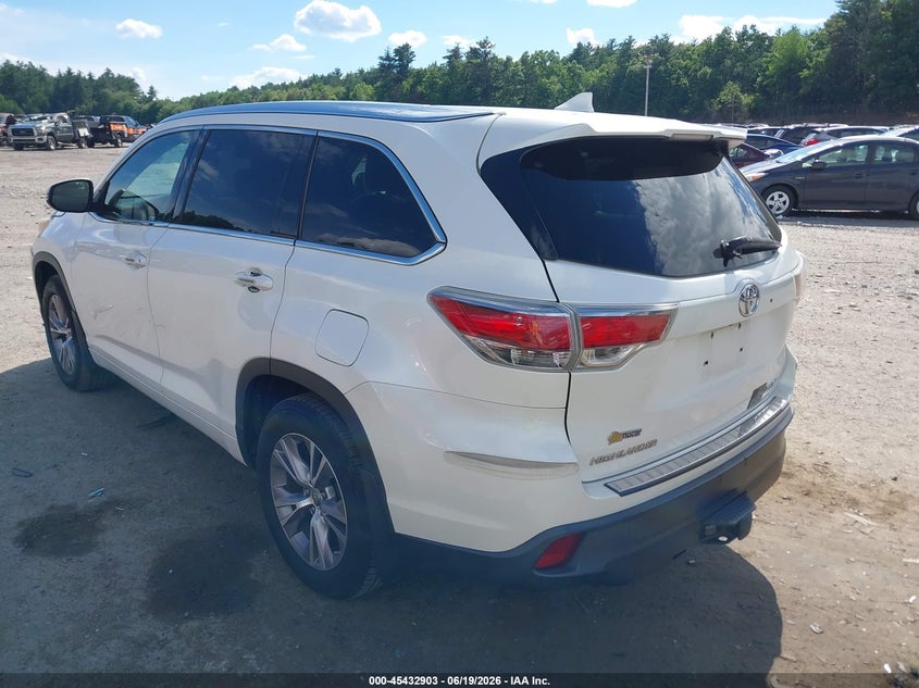 Vin: 5tdjkrfh4fs192576, lot: 45931003, toyota highlander xle v6 20153