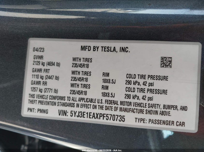 2023 TESLA MODEL 3 REAR-WHEEL DRIVE · Фото 9