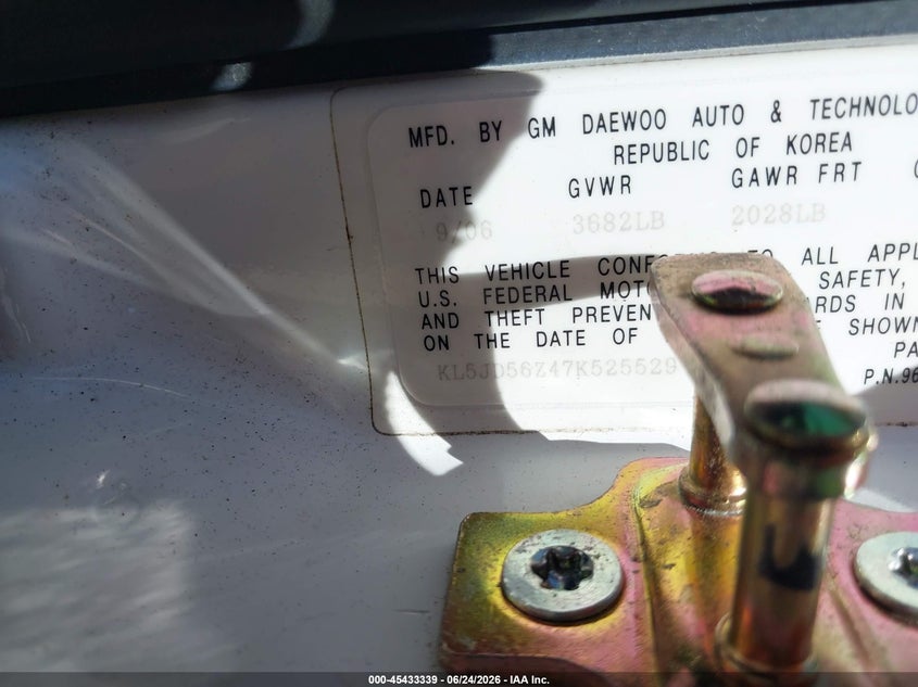 2007 Suzuki Forenza Abs/Convenience VIN: KL5JD56Z47K525529 Lot: 45433339
