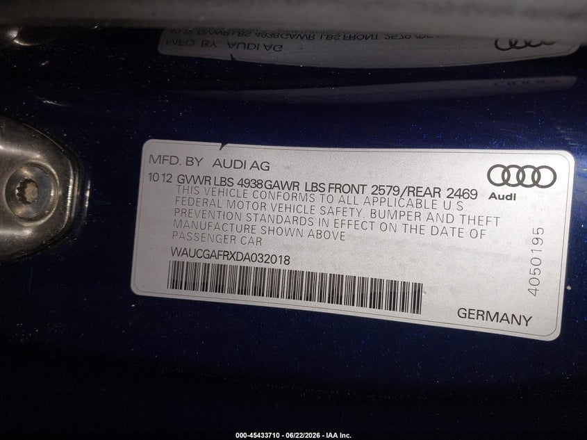 2013 Audi S5 3.0T Premium Plus VIN: WAUCGAFRXDA032018 Lot: 45433710