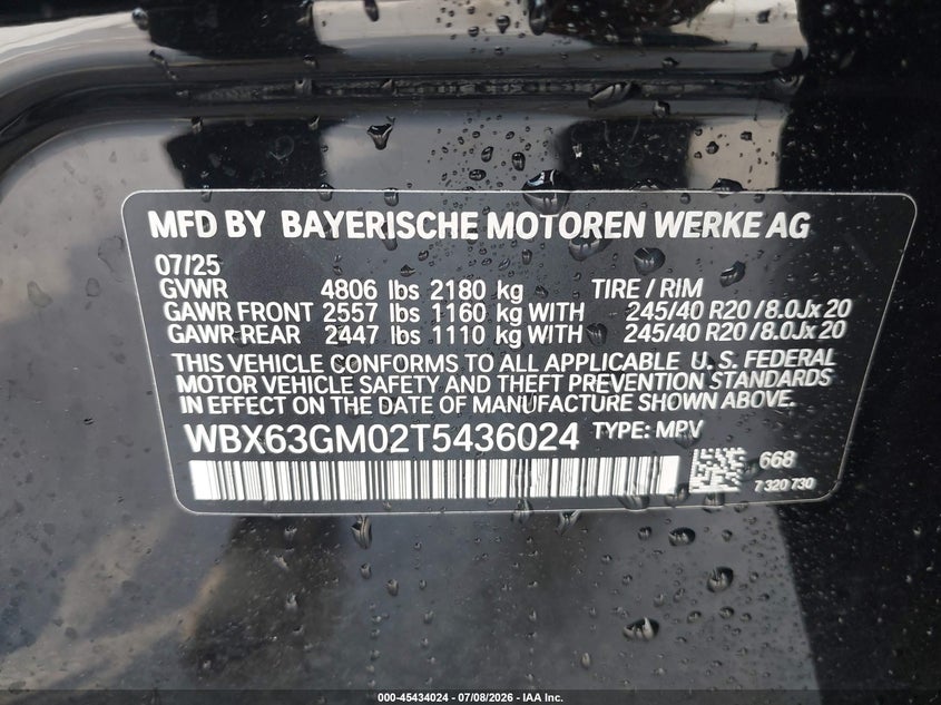 2026 BMW X2 xDrive28I VIN: WBX63GM02T5436024 Lot: 45434024