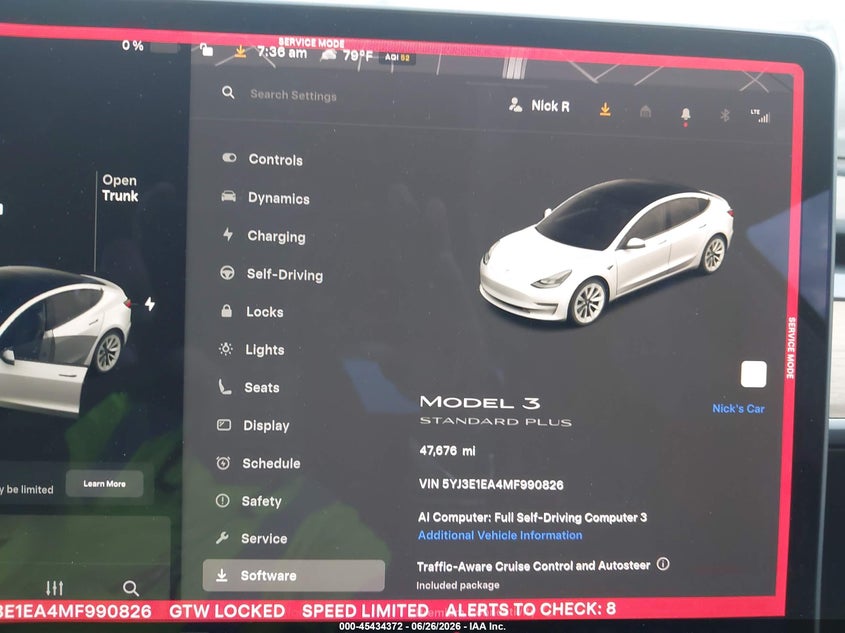 2021 TESLA MODEL 3 auction photo 7