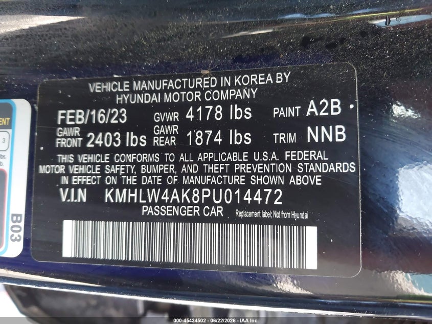 2023 Hyundai Elantra N VIN: KMHLW4AK8PU014472 Lot: 45434502