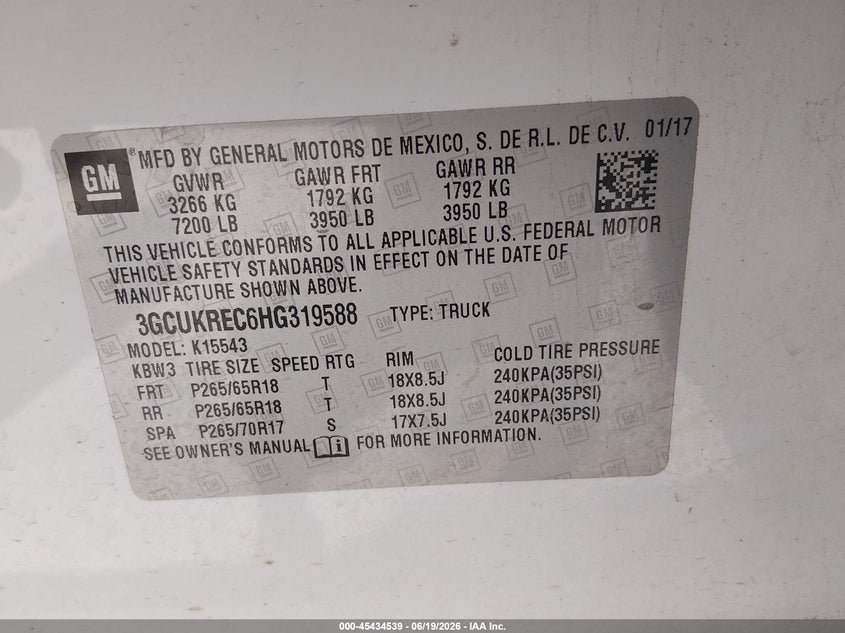 2017 CHEVROLET SILVERADO PICKUP 5.3L V-8 DI, VVT, 355HP