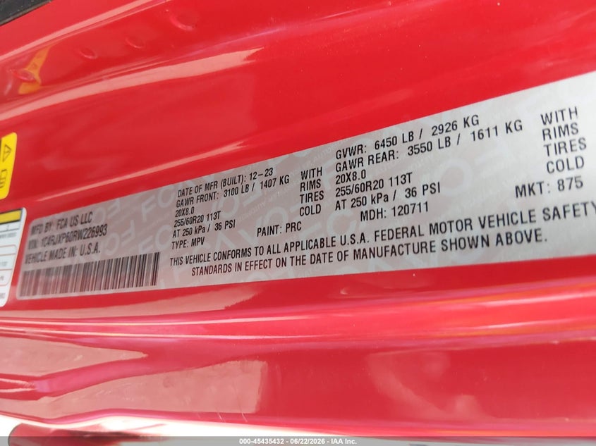 2024 Jeep Wrangler 4Xe Sahara 4Xe VIN: 1C4RJXP60RW226993 Lot: 45435432