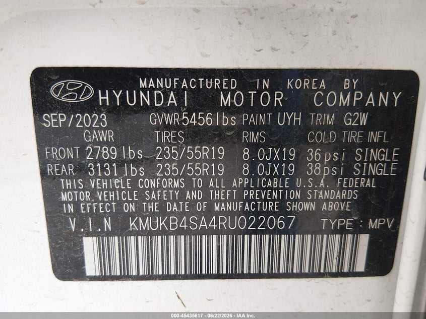 2024 Genesis Gv60 Standard Rwd VIN: KMUKB4SA4RU022067 Lot: 45435617