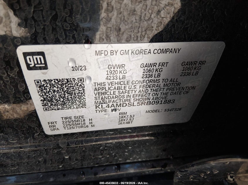 2024 Buick Encore Gx Sport Touring Fwd VIN: KL4AMDSL5RB091883 Lot: 45435633