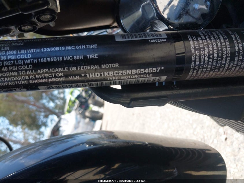 2022 Harley-Davidson Flhx VIN: 1HD1KBC25NB654557 Lot: 45435773