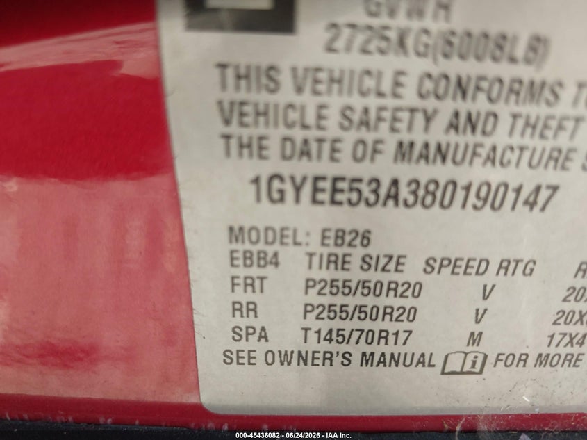 2008 CADILLAC SRX SPORT UTILITY VEHICLE 4.6L V-8 DOHC, VVT, 320HP