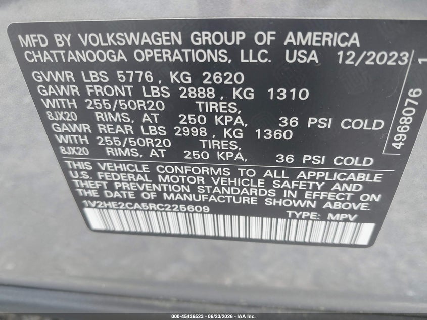 2024 Volkswagen Atlas Cross Sport 2.0T Se W/Technology VIN: 1V2HE2CA5RC225609 Lot: 45436523